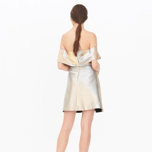 Sandro Paris Metallic Off the Shoulder Dress - Picture 3 of 9